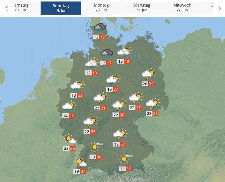 Abb. 2: Wetter morgen Sonntag in Deutschland