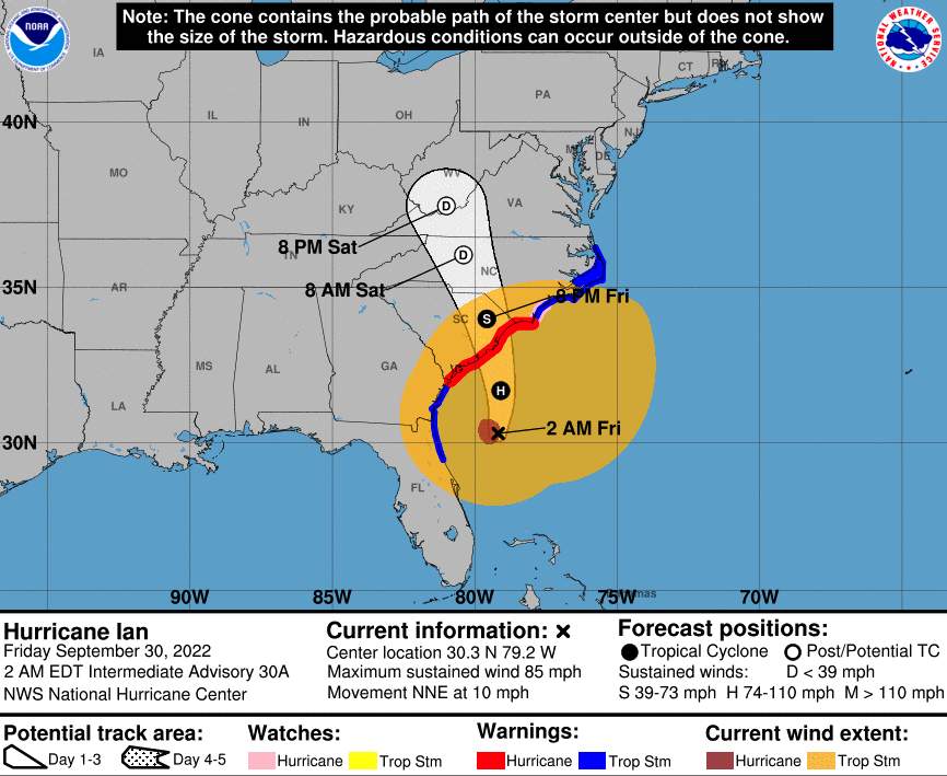 Abb. 3: Weitere Zugbahn von Hurrikan Ian. Bildquelle: NHC/NOAA