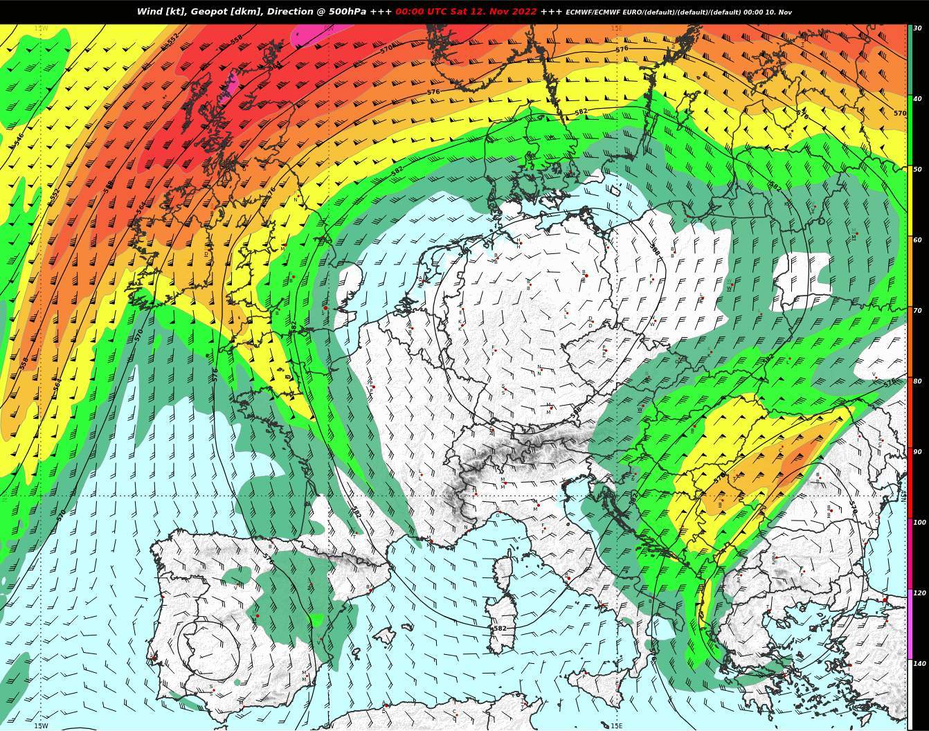 Fig. 1: Vendredi et samedi, un puissant anticyclone se situera au-dessus de l'Europe centrale.
