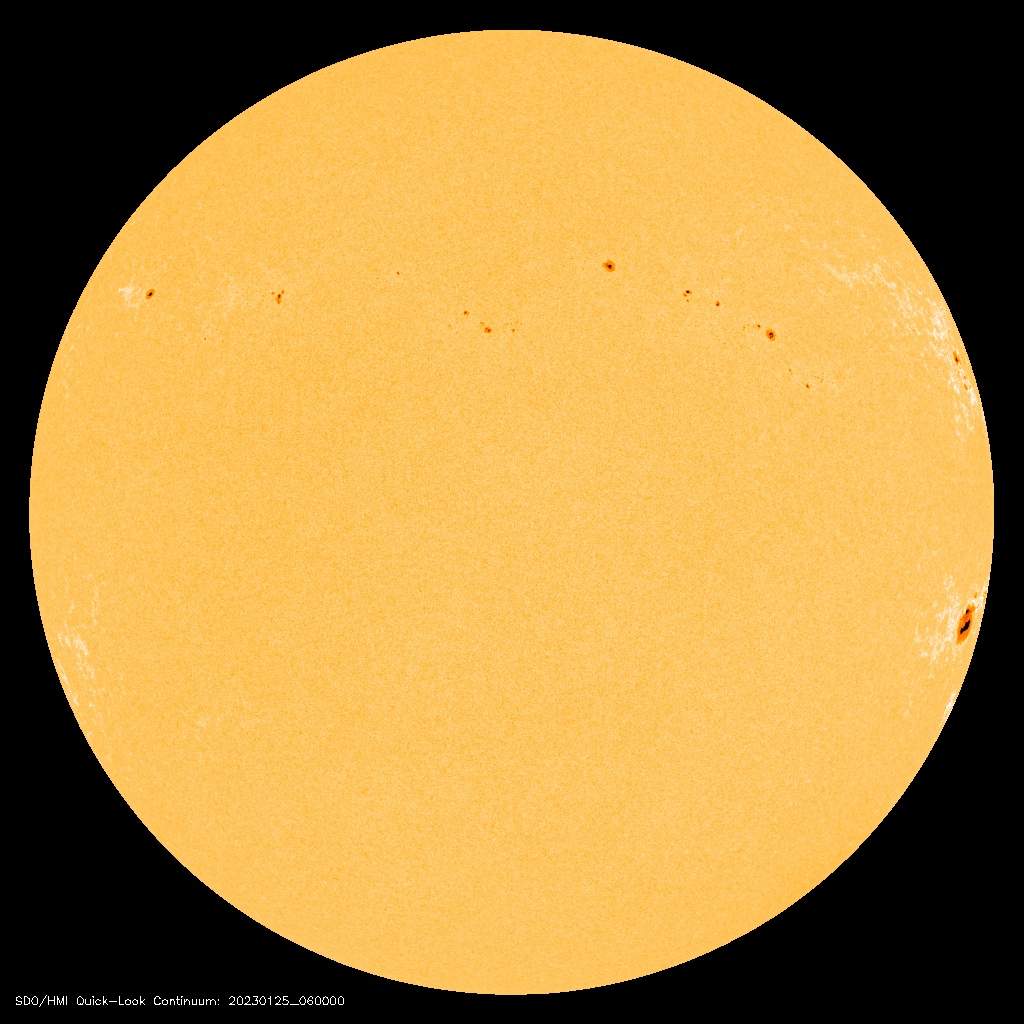 Abb. 2: Aktuelles Bild der Sonne von heute Morgen, aufgenommen vom Weltraumobservatorium SOHO (Quelle: NASA)