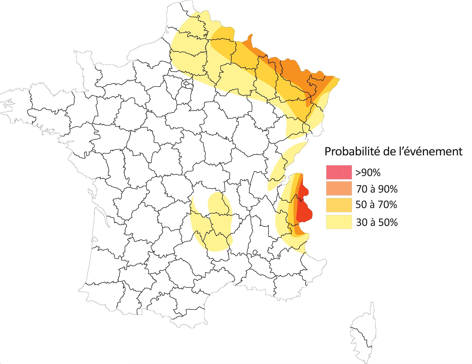Fig. 1: Probabilité de neige entre mardi et mercredi; Source: MeteoNews