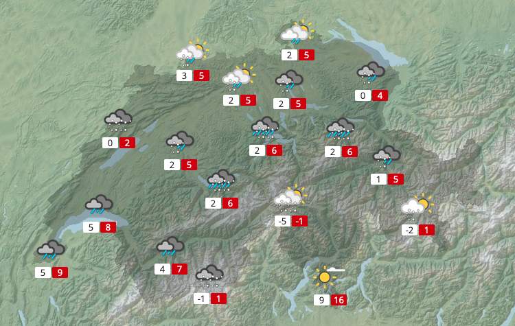 Prévision météo pour samedi en Suisse; Source: MeteoNews