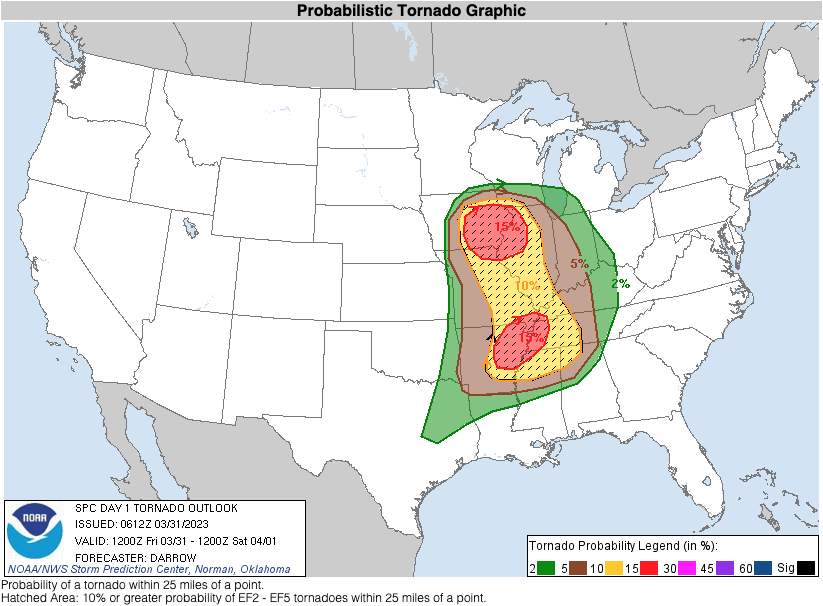 Abb. 4: Heutige Tornadogefahr; Quelle: NOAA