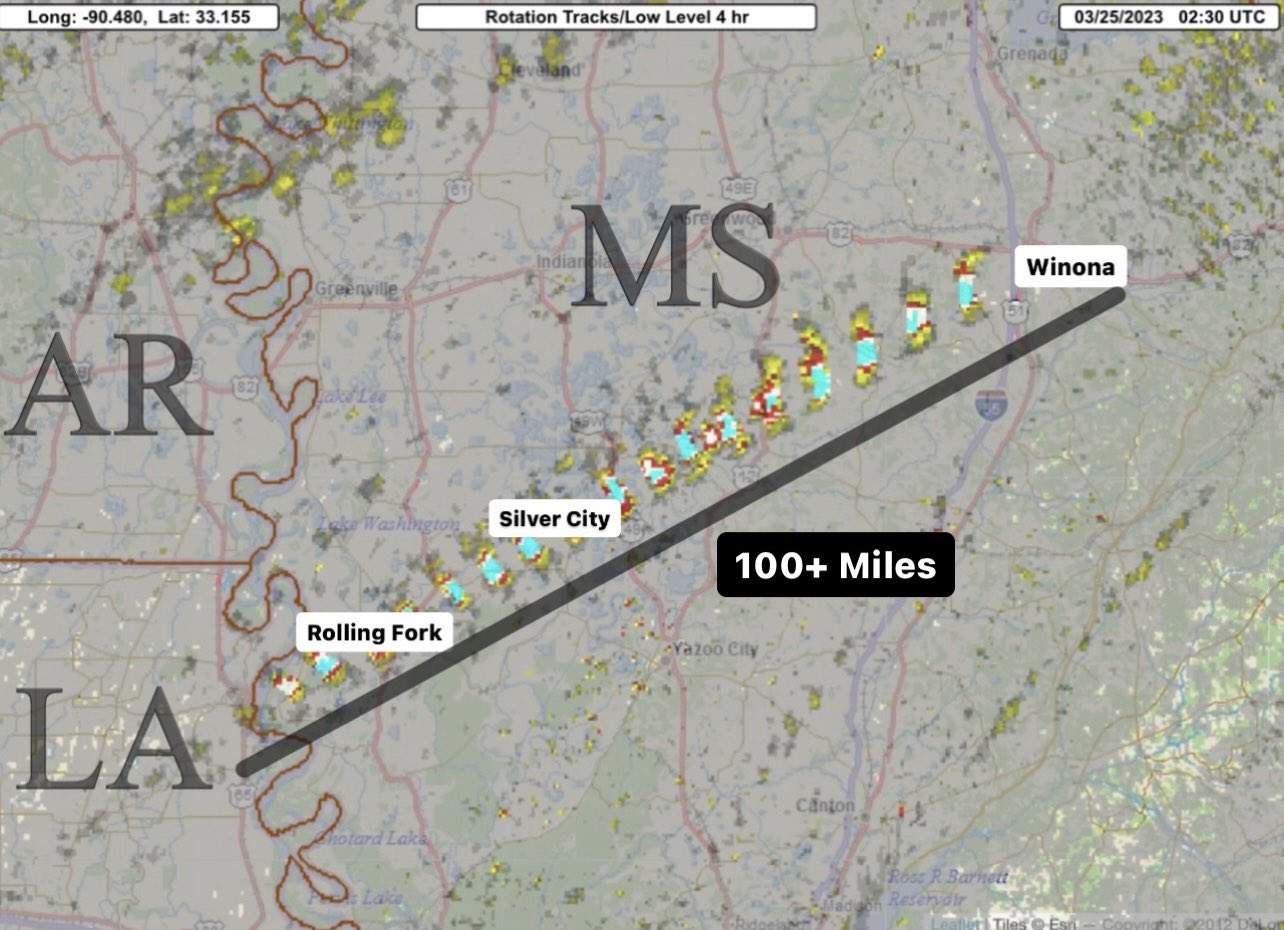 Fig. 1: Train path of last week's strong tornado; Source: Collin Gross