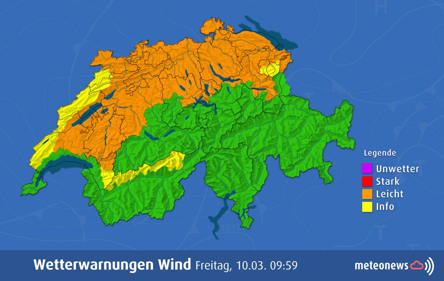 Fig. 1: Wind warning until Saturday morning.; Source: MeteoNews