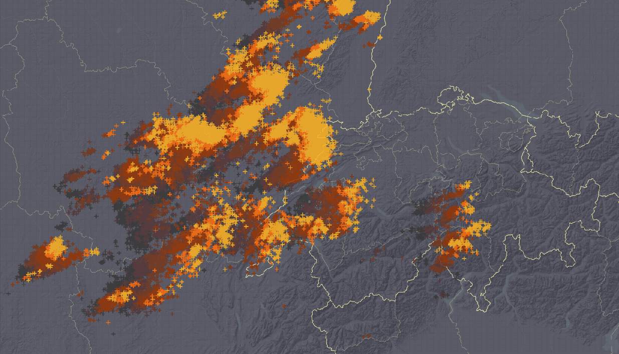 Fig. 2: Current lightning discharges; Source: MeteoNews, Ubimet