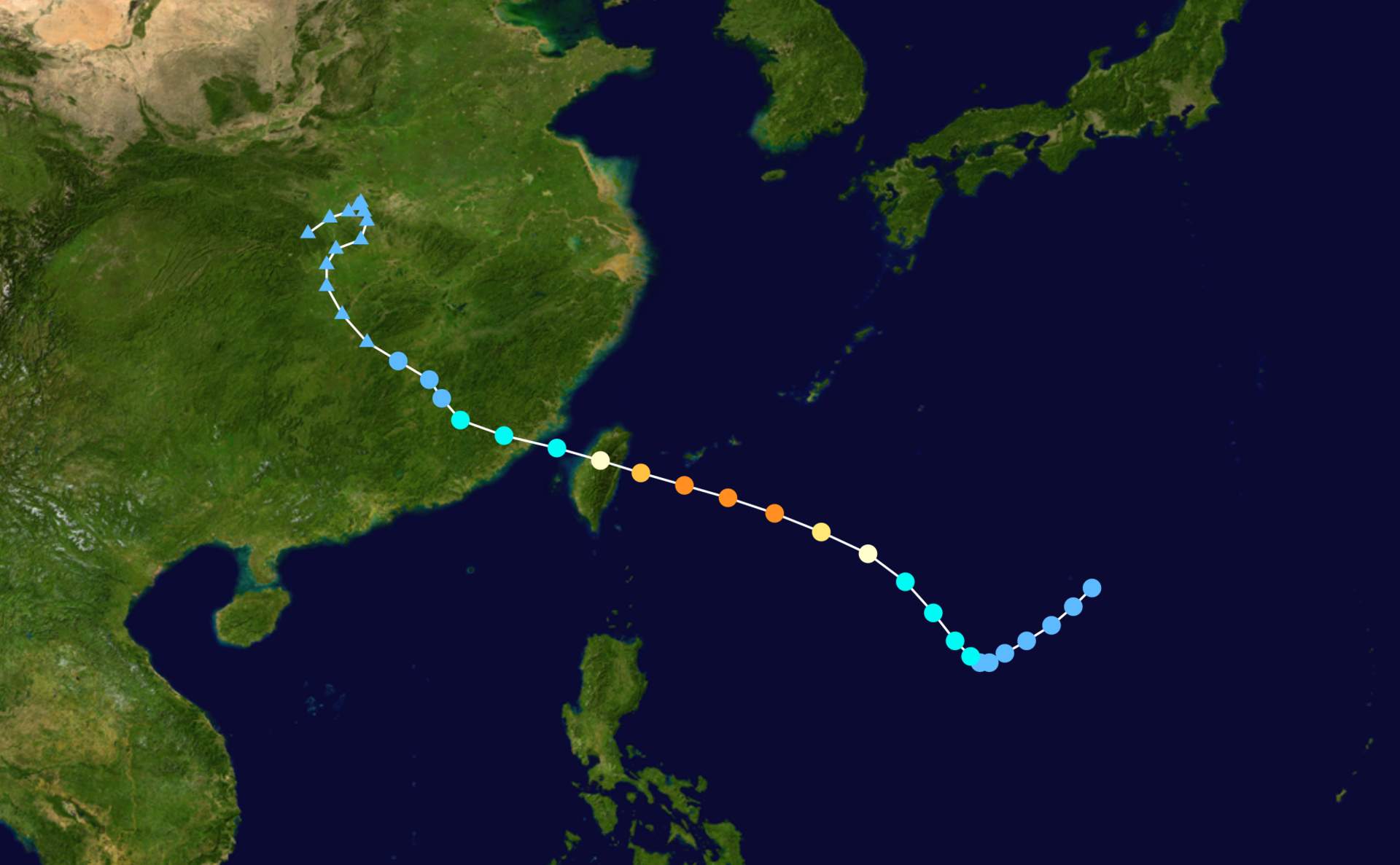 Fig. 1: Track of Typhoon Nina in 1975; Source: Wikipedia