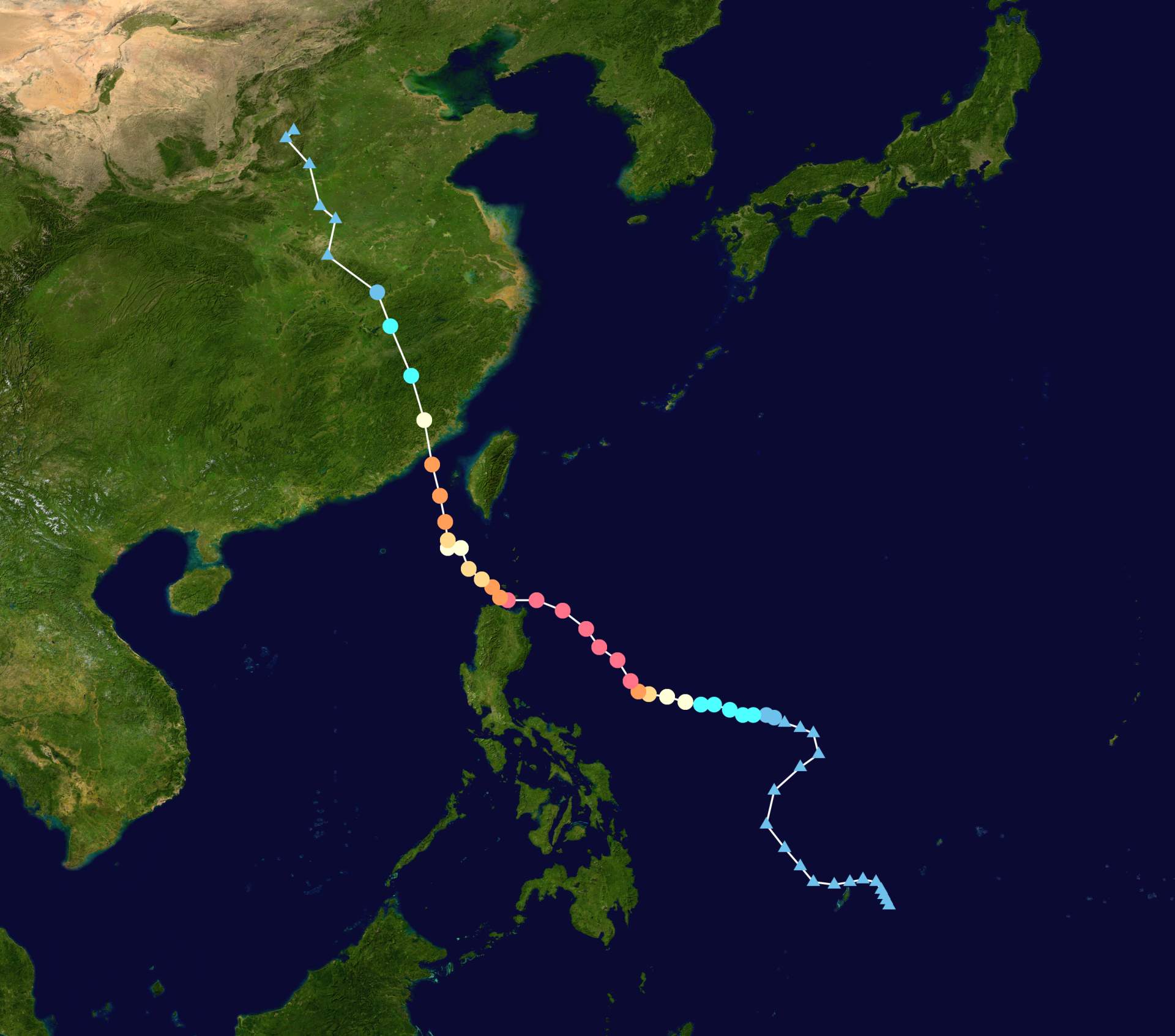 Fig. 2: Train path of Typhoon Doksuri 2023; Source: Wikipedia