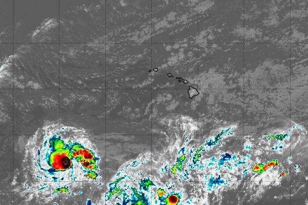 Fig. 1: Satellite image of Hurricane Dora southwest of Hawaii; Source: tropicaltidbits.com