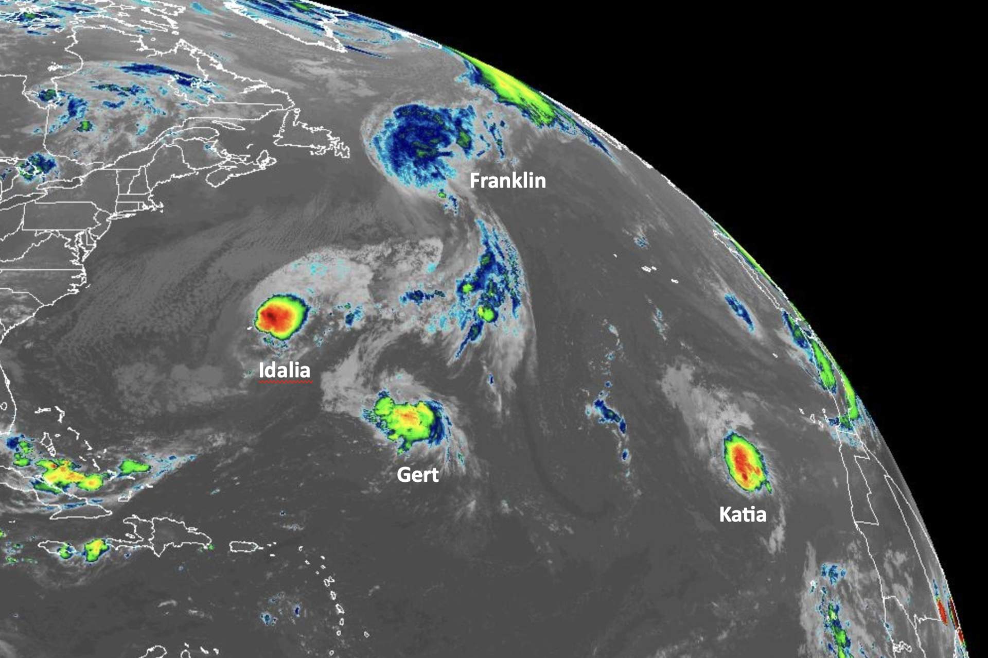 Fig. 1: Situation actuelle dans l'Atlantique; Source: NOAA