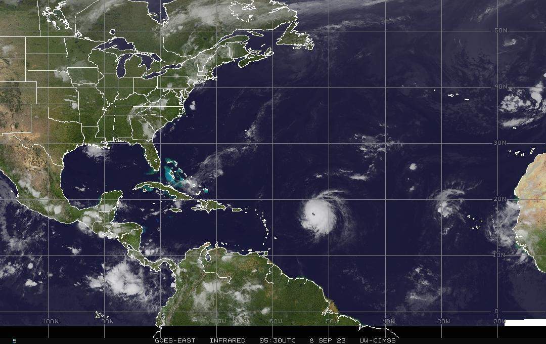 Abb. 1: Aktuelles Satellitenbild von Hurrikan Lee; Quelle: CIMSS