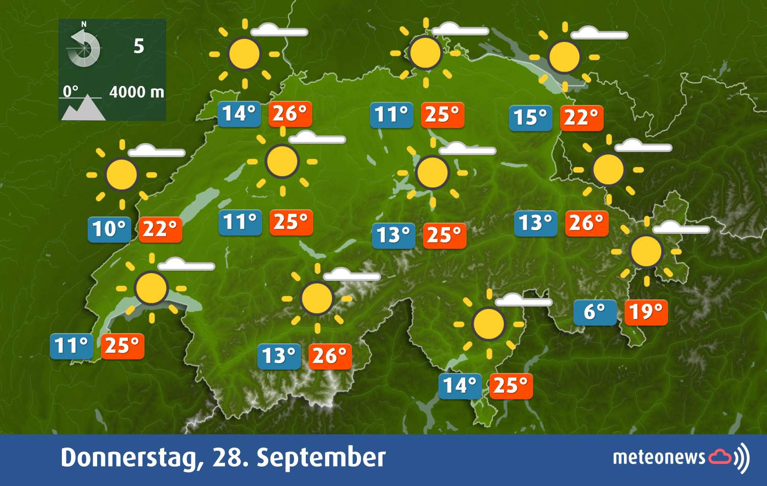 Fig. 1: Weather today Thursday; Source: MeteoNews