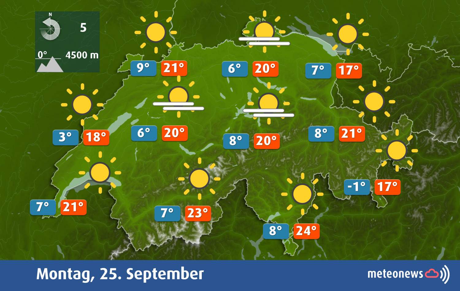 Fig. 3: Weather today Monday; Source: MeteoNews