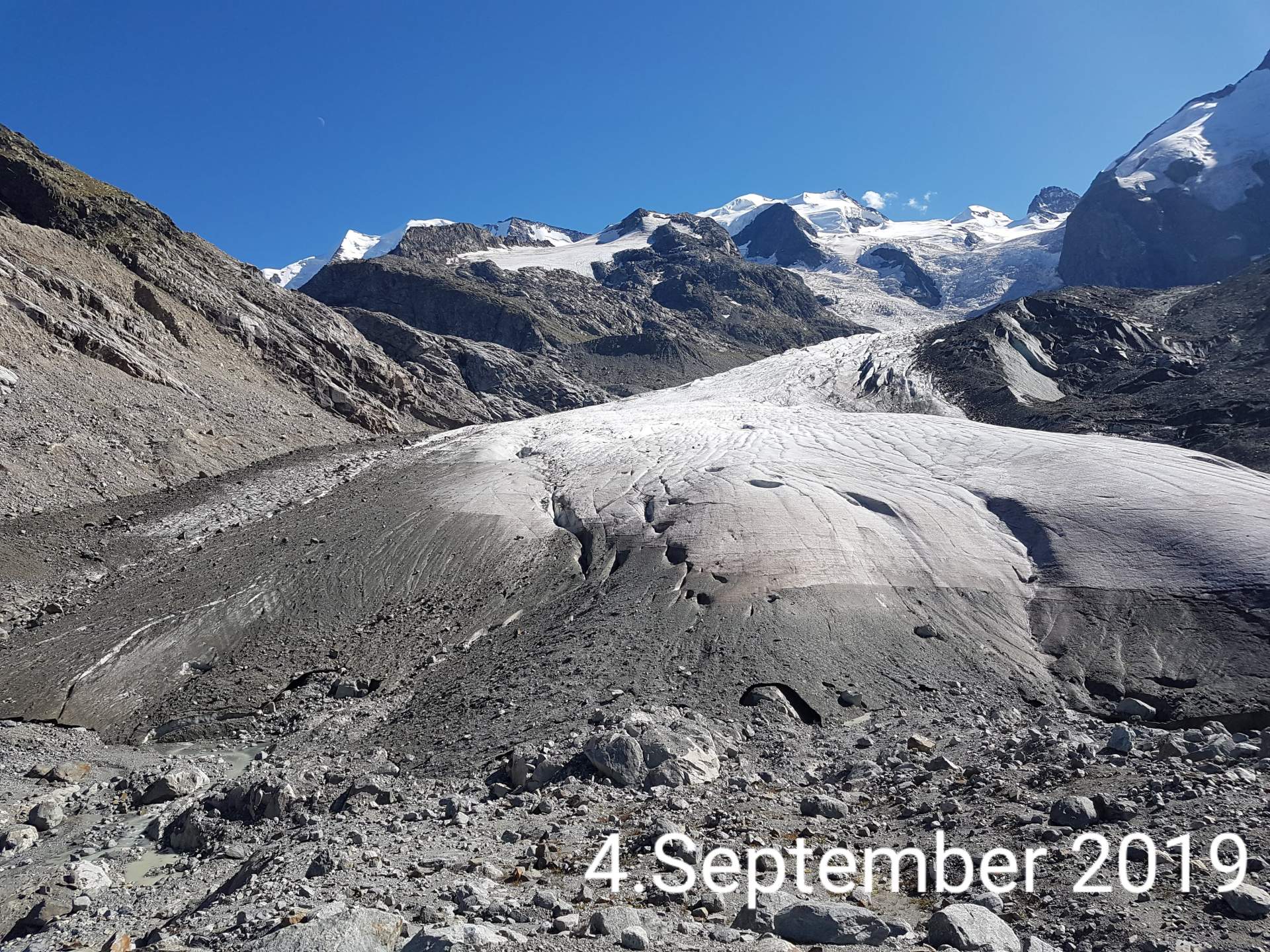 Fig. 8: Tongue of the Morteratsch Glacier in fall 2019; Source: Roger Perret