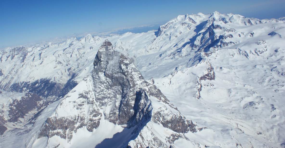 Fig. 1: View of the Matterhorn, Monte Rosa and the Breithorn plateau (top right); Source: Wikipedia
