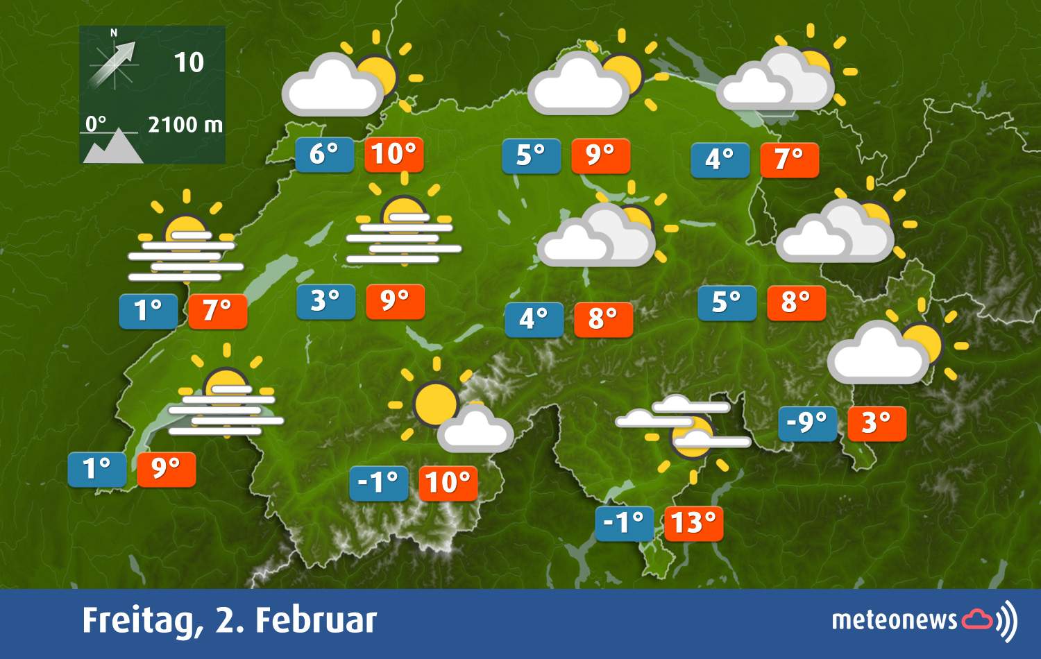 Fig. 1: Weather today Friday; Source: MeteoNews