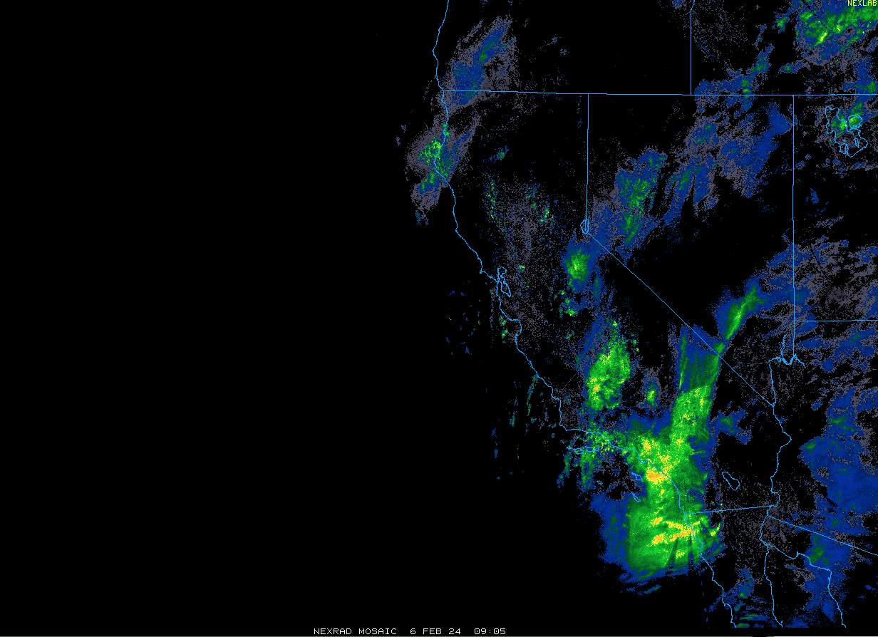 Fig. 3: Radar des précipitations actuelles de Californie; Source: College of DuPage