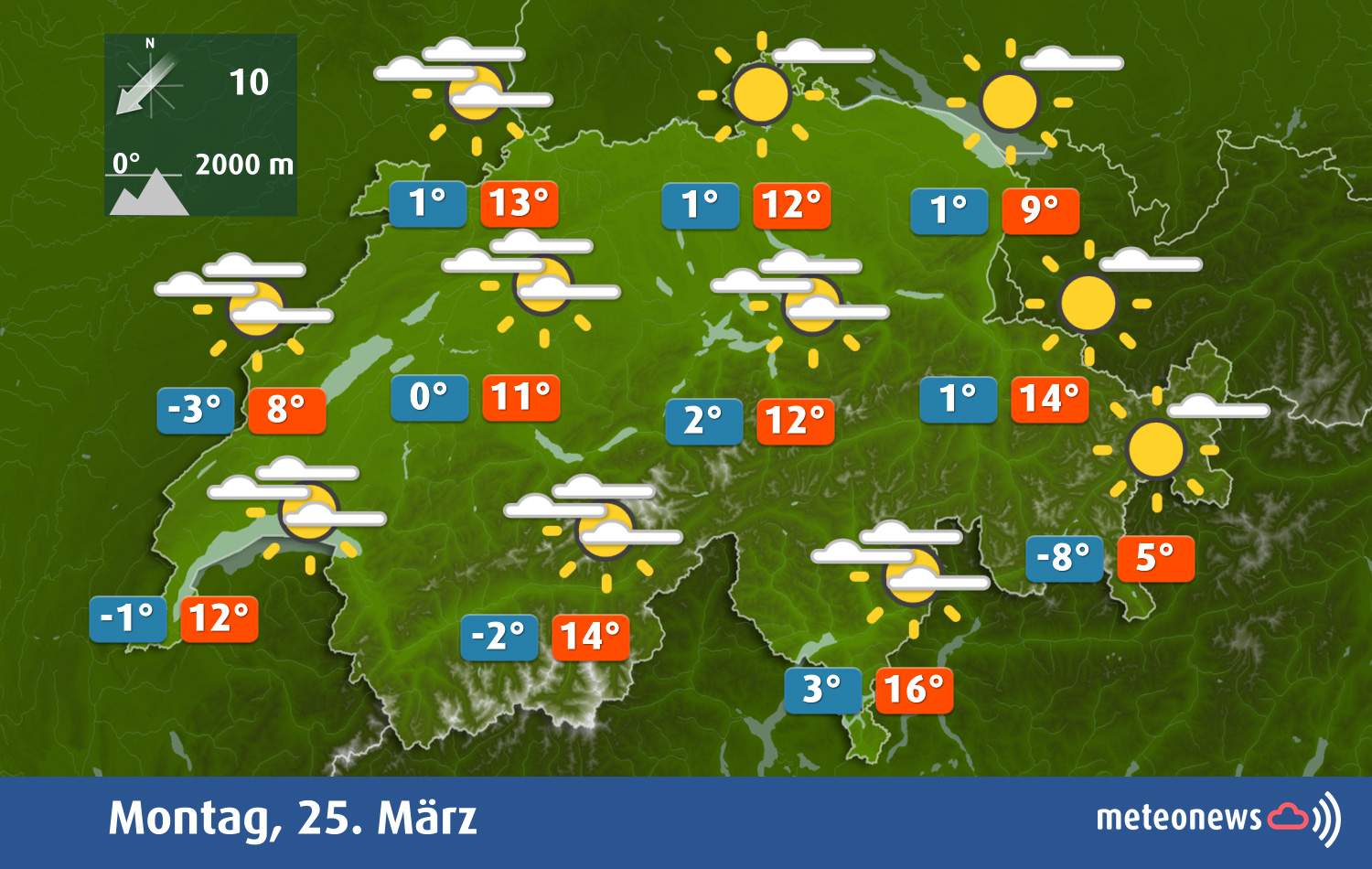 Fig. 1: Weather today Monday; Source: MeteoNews