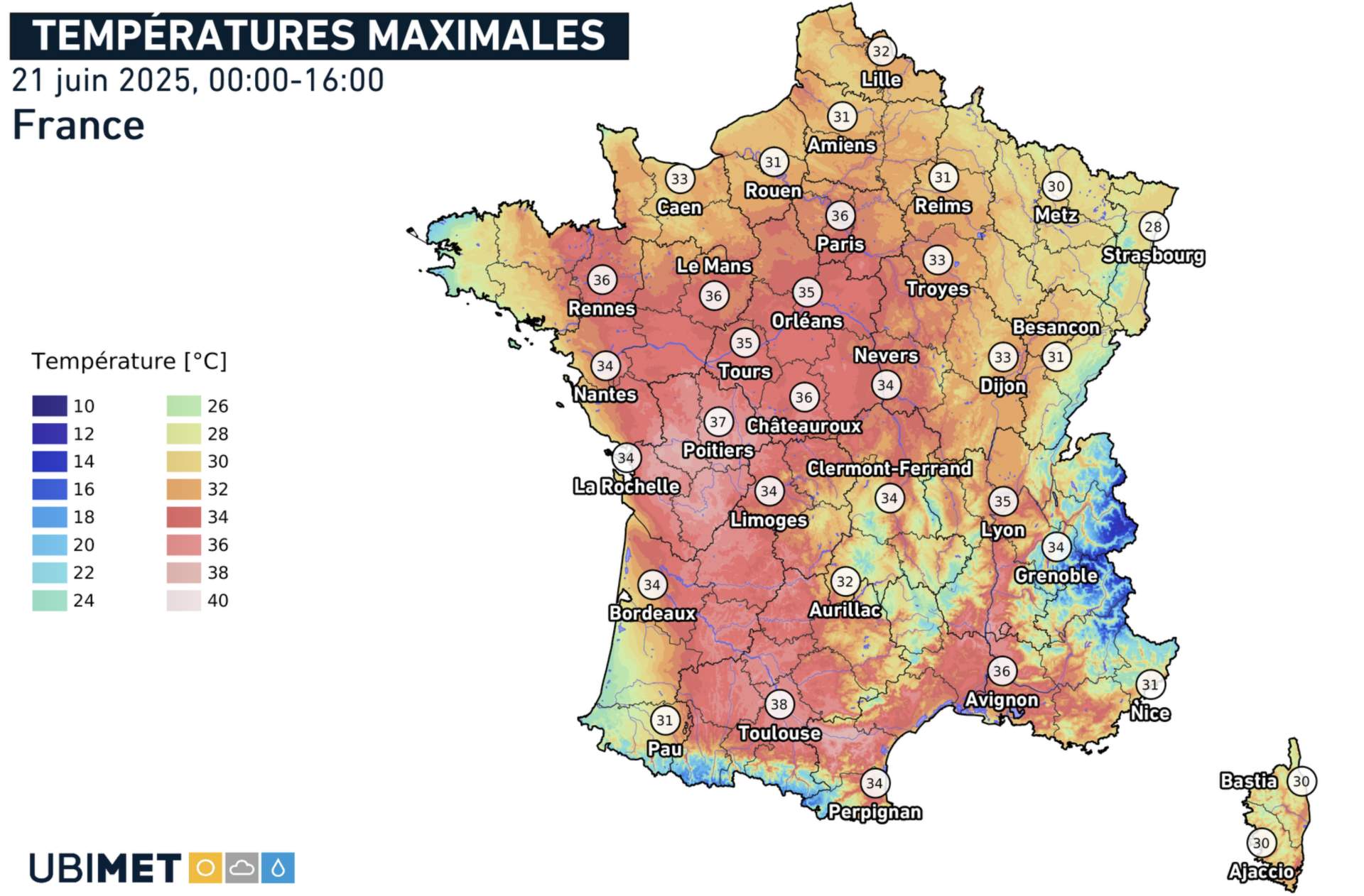 フランスの最初のビッグヒートピークオブザイヤー（2025年6月21日）